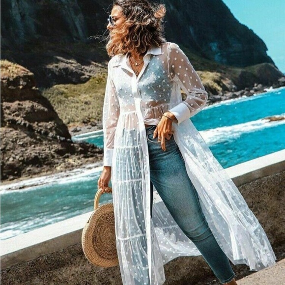 Zara Polka Dot Sheer Tulle Maxi Dress XS - Picture 2 of 6